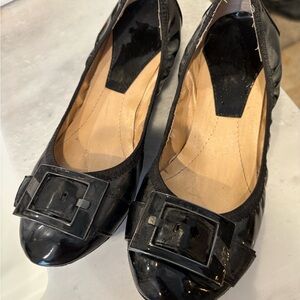 Marc Fisher Black Patent Flats with Buckle
